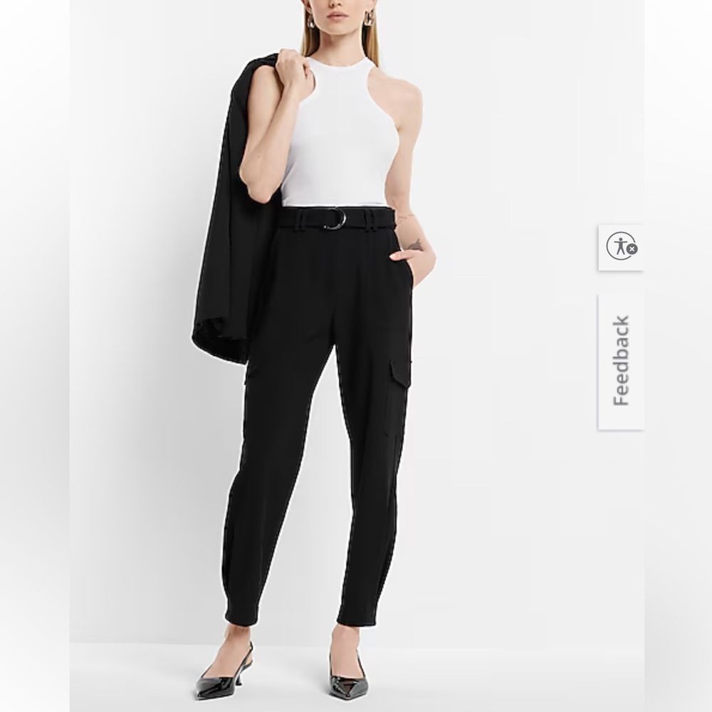 NWT Express Super High Waisted Belted Cargo Pant - Picture 2 of 4